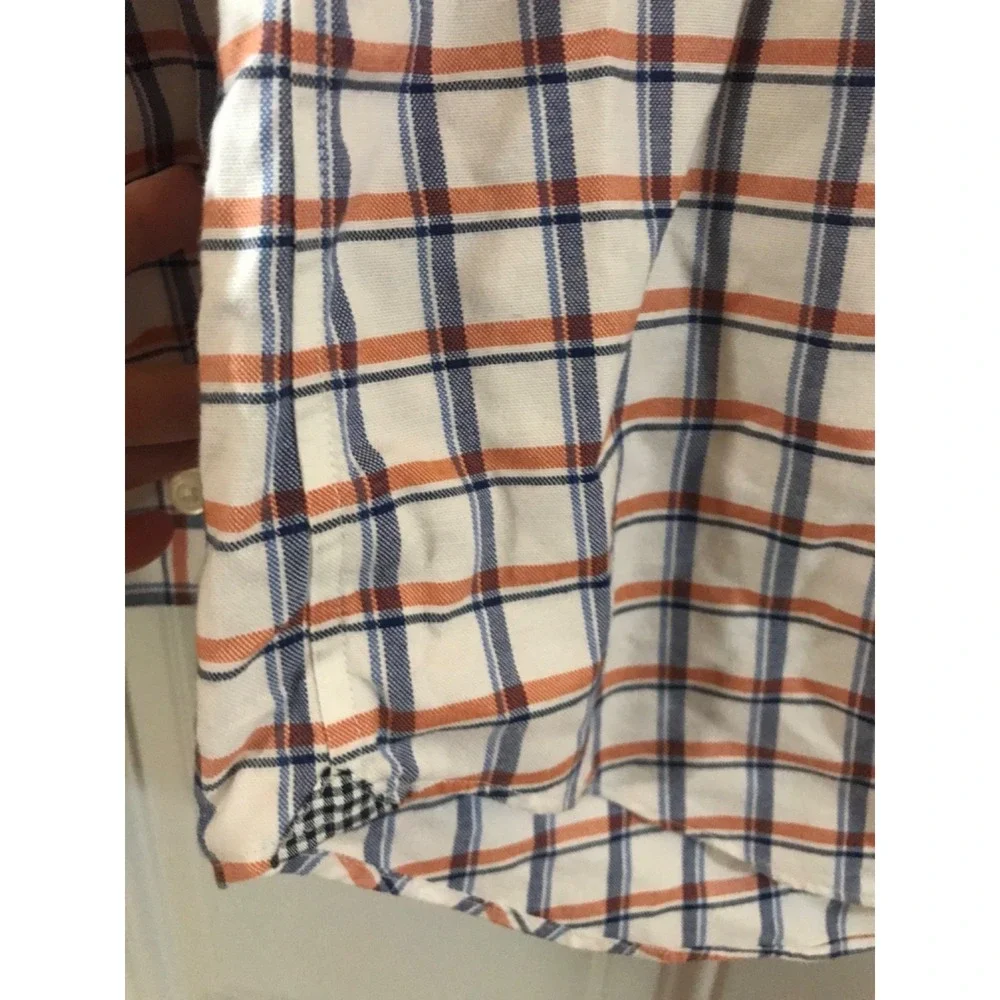 Banana Republic Size Large ClassicFit White Plaid Long Sleeve Button Down‎ Shirt